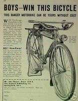 1931 Ranger Motorbike Bicycle Bike Mead MotorCycle AD  