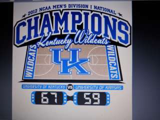 KENTUCKY WILDCATS 2012 NCAA NATIONAL CHAMPION TEE SHIRTS  