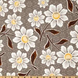 44 Wide Daisy Cottage Large Floral Grey Fabric By The 
