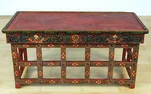 ANTIQUE TIBETAN CYPRESS WOOD PRAYER TABLE Altar Stand  