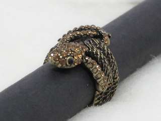 Topaz color Crystal Elastic Metal Snake Ring s1109  