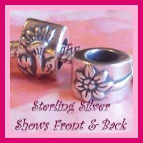 Flower Solid STERLING SILVER European Charm Bead(X 13)  