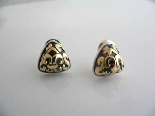 John Hardy Silver 18K Gold Textured Traingle Earrings Studs Rare 
