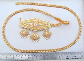 VINTAGE ANTIQUE SOLID 22 CT GOLD BELT BELLY CHAIN INDIA  