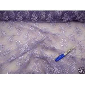  Fabric Lilac w/Silver Highlights Organza Mesh Lace R100 By 