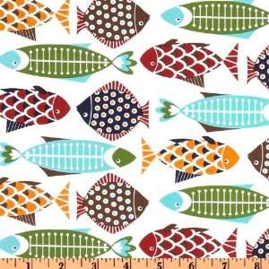  44 Wide Hoodies Collection Fish Fiesta White Fabric By 
