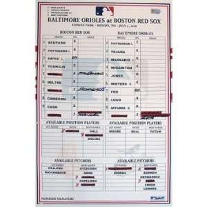  Orioles at Red Sox 7 03 2010 Game Used Lineup Card 