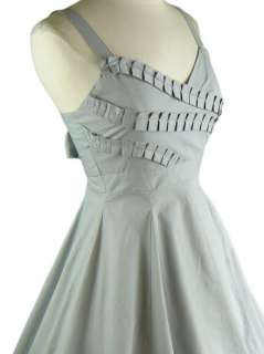 50s Style GREY PINUP Ruffle Bust FULL SWEEP Sun Dress  