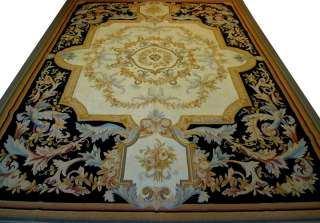 x12.2 Real French Aubusson Hand Woven Rug $3697, 100% Wool, Black 