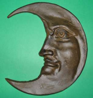Cast Iron Half Moon Man in the Moon Cresent Wall Plaque  