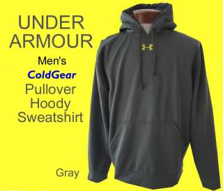 NEW Mens UNDER ARMOUR Pullover COLDGEAR Fleece HOODY Gray Sweatshirt 