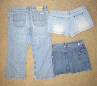 Lot of 30 womens used denim jean shorts skirts capris wholesale  