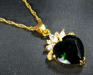 Valentine Heart Green Emerald 18K Gold Plated Pendant  