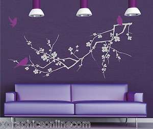 Large Cherry Blossom Branch Tree Birds Wall Art Sticker bedroom lounge 