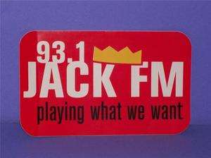 Jack FM 93.1 Radio Station Car Bumper Sticker  