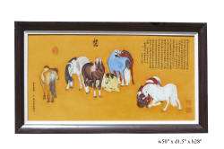 Chinese Porcelain Eight Horses Painting Wall Decor s411  
