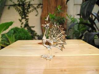 Handmade Peacock Art Glass Blown Animal Bird Figurine  