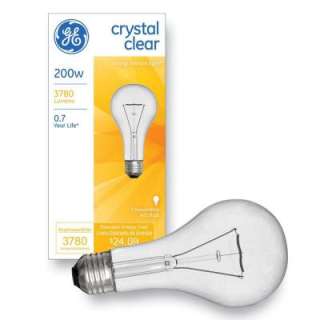 GE 200 Watt Crystal Clear A21 General Purpose Incandescent Light Bulb 