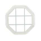 Vinyl Octagon Window, 22 in x 22 in., White with Dual Pane Insulated 