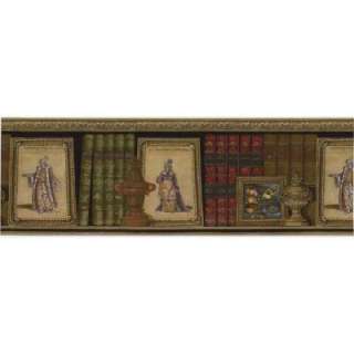   in x 15 ft Earth Tone Book Shelves Border WC1283173 