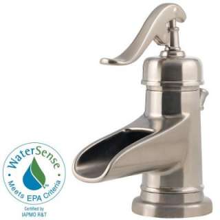 Ashfield1 Handle Low Arc 4 in. Waterfall Bathroom Faucet in Brushed 