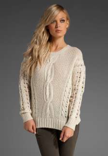 VINCE Cable Long Sleeve Sweater in Ivory  