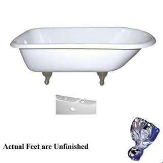 Pegasus5 ft. Cast Iron Unfinished Ball and Claw Feet Roll Top Tub with 