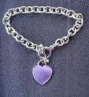 SILVER HEART TAG BRACELET W/TOGGLE CLASP 7 INCHES