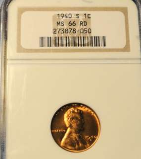 1940 S Lincoln Wheat Cent MS 66 RED NGC  