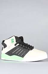 SUPRA The Skytop III Sneaker in Cream Waxed Twill, Black, & Neon Green