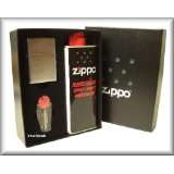 Zippo Feuerzeug Chrom gebürstet Geschenkset mit Benzin + Feuerstein 