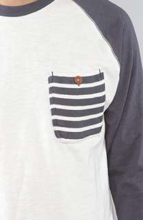 Under Two Flags The Pocket Baseball Tee in White Blue  Karmaloop 