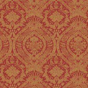 The Wallpaper Company 56 Sq.ft. Venetian Red And Gold Roman Medallion 