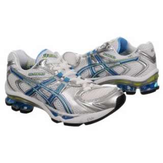 Athletics Asics Womens GEL Kinetic 3 White/Blue/Lime Shoes 