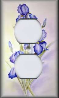   Switch Plate Cover   Floral   Spray Of Purple Iris Flowers   Irises