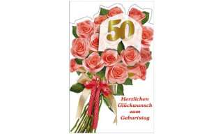 SUSY CARD Geburtstagskarte   50. Geburtstag Rosenstrauß  