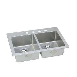   Hole Double Bowl Kitchen Sink in Satin HD320907 