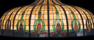 Large Victorian Stained Glass Dome Light Fixture  