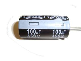 100uf 450v one capacitor long lead 18x35mm 105c tolerance 20 %
