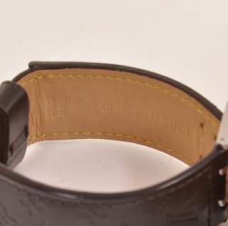 Authentic Louis Vuitton brown leather watch belt bracelet Tambour L426 