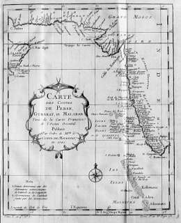 1750   India Indien Malediven map Karte Kupfer Bellin  