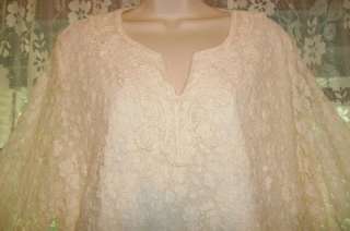Lovely COLDWATER CREEK Stretchy SOFT Ivory LACE BLOUSE~Tunic TOP~Plus 