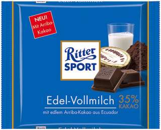Ritter Sport Schokolade EDEL VOLLMILCH 5 x 100g  