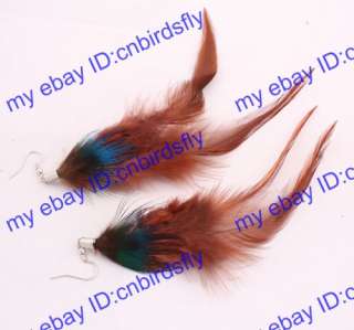 5pairs Handmade Dangle Extra long peacock Feather Earrings Stylist 