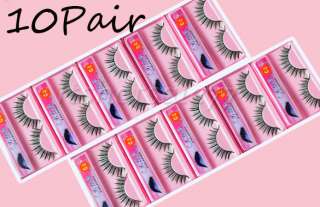 Makeup Glue 10 Pair Natural Long False Eyelashes Lashes  