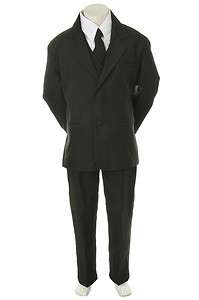   Black Formal Wedding Easter Tuxedo vest Suit Set size 5 6 7 8 10 12 14