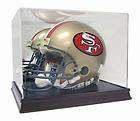NFL Full Size Football Helmet Acrylic Cherry Wood Display Case   AW03