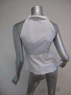 Vince White Sleeveless Pleated Front Silver Button Down Top 2  