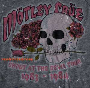 MOTLEY CRUE t shirt JUNK FOOD OFF THE SHOULDER SPLATTER PAINT TRI 