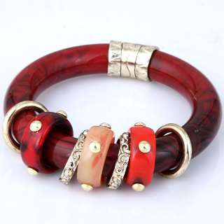 Tibet red resin chunky golden copper circle Chinese fashion bead 